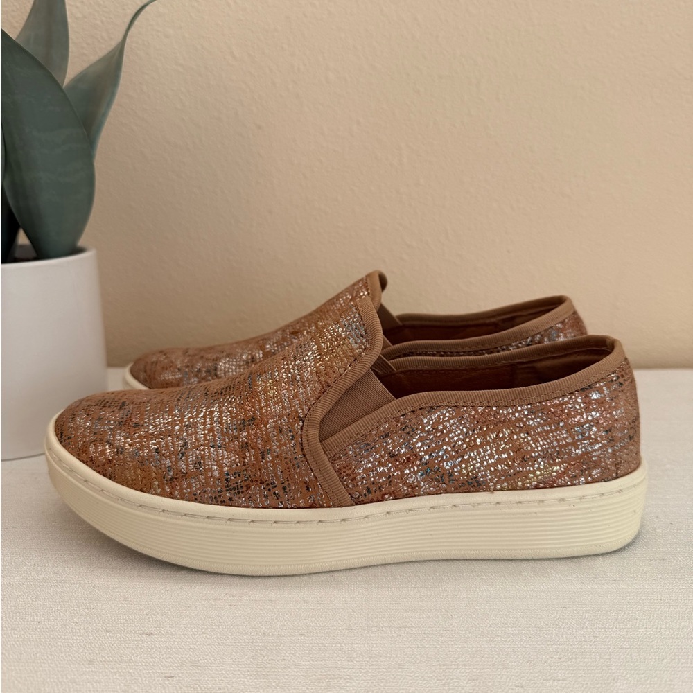 Sofft Brown/Silver Foil Leather Slip-On Casual Sneakers - Picture 6 of 11